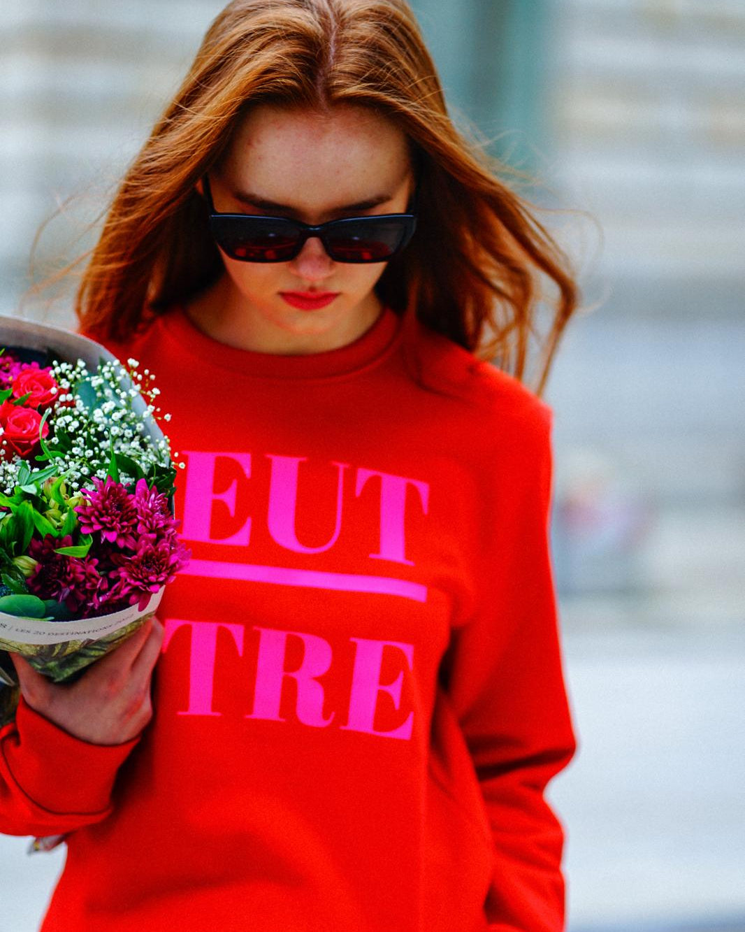 Peut-être Sweatshirt – rot / neonpink