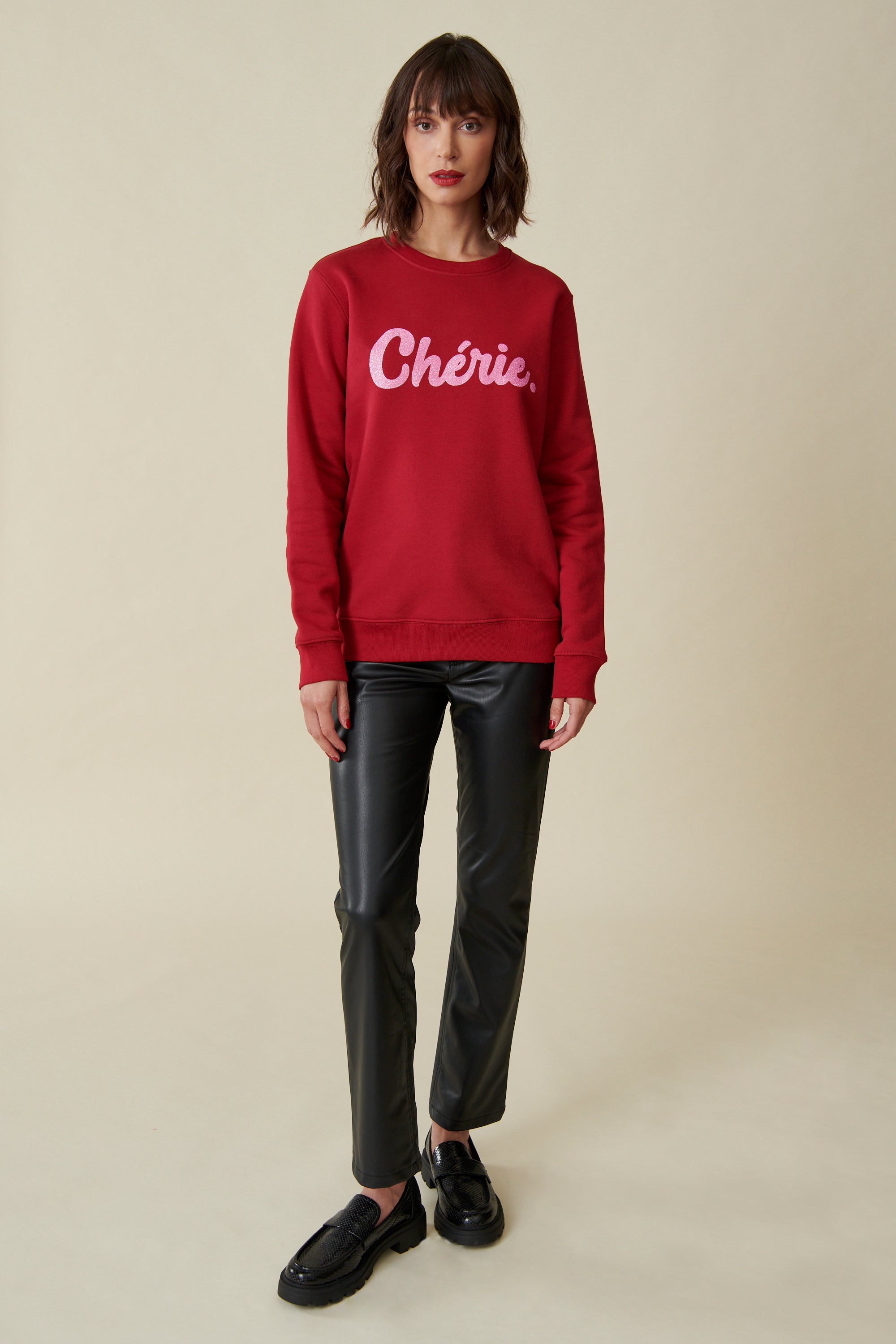 Chérie Sweatshirt rot / glitzerrosa