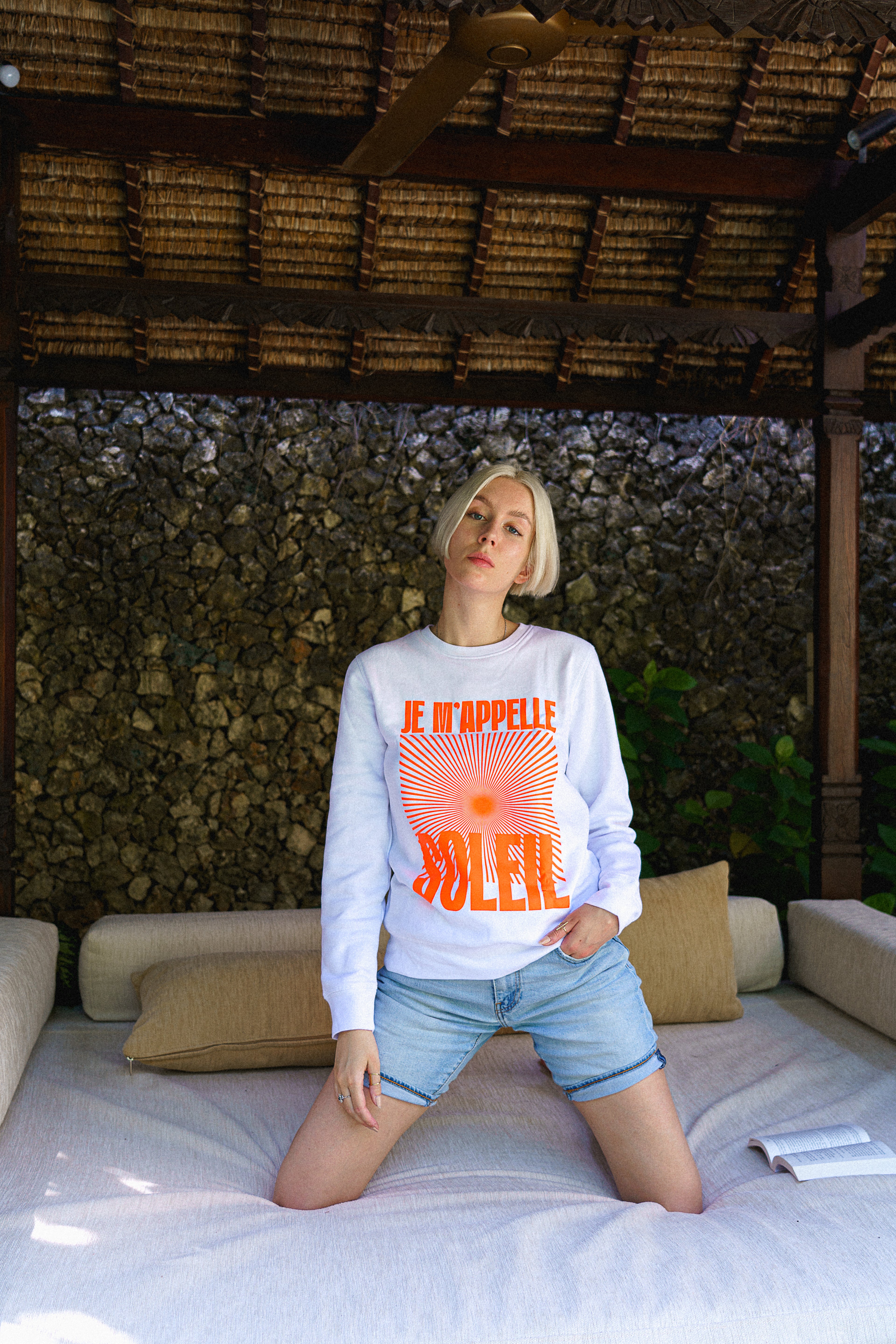 Je m'appelle soleil weiß / neon orange