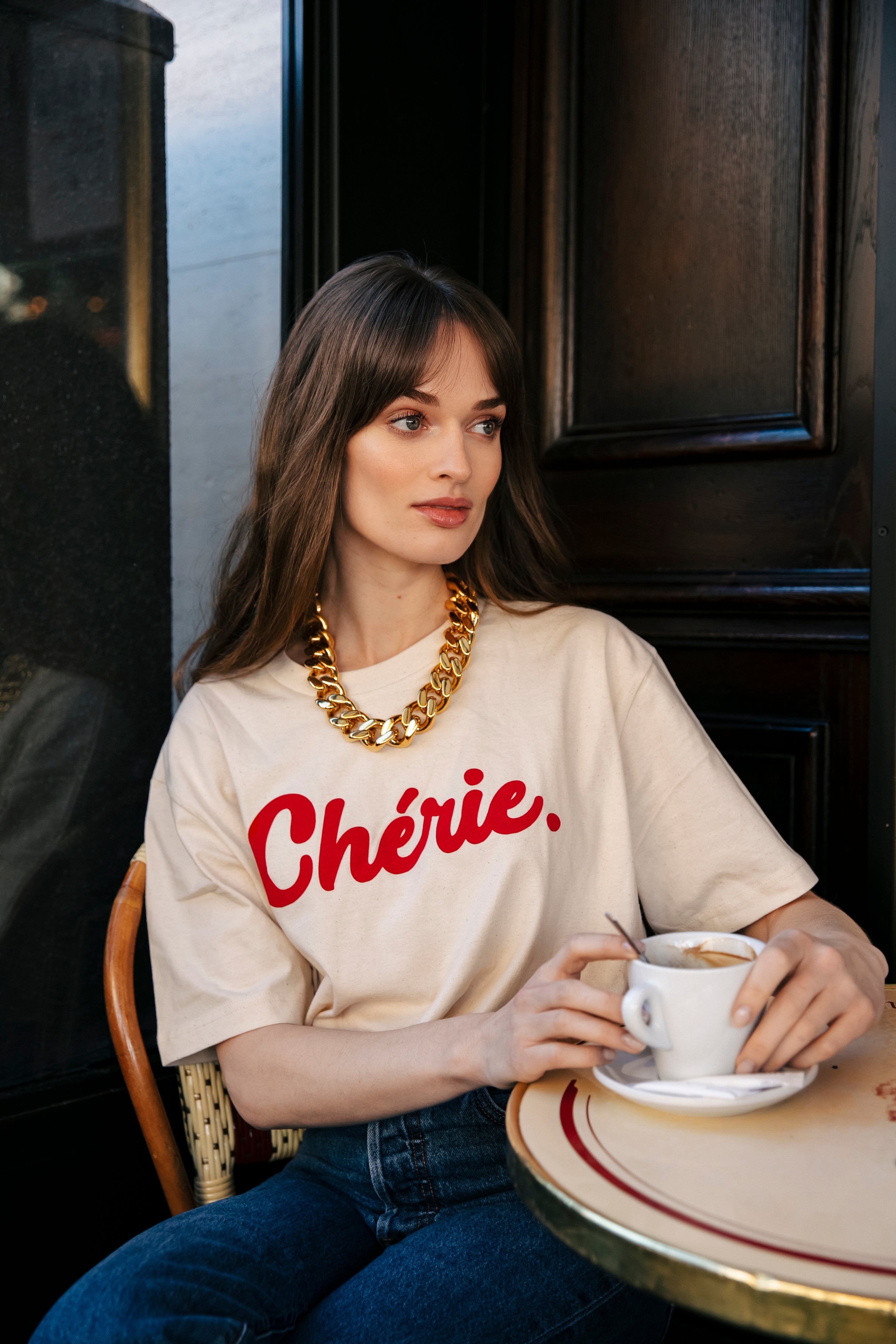 Chérie T-Shirt natural/ rot