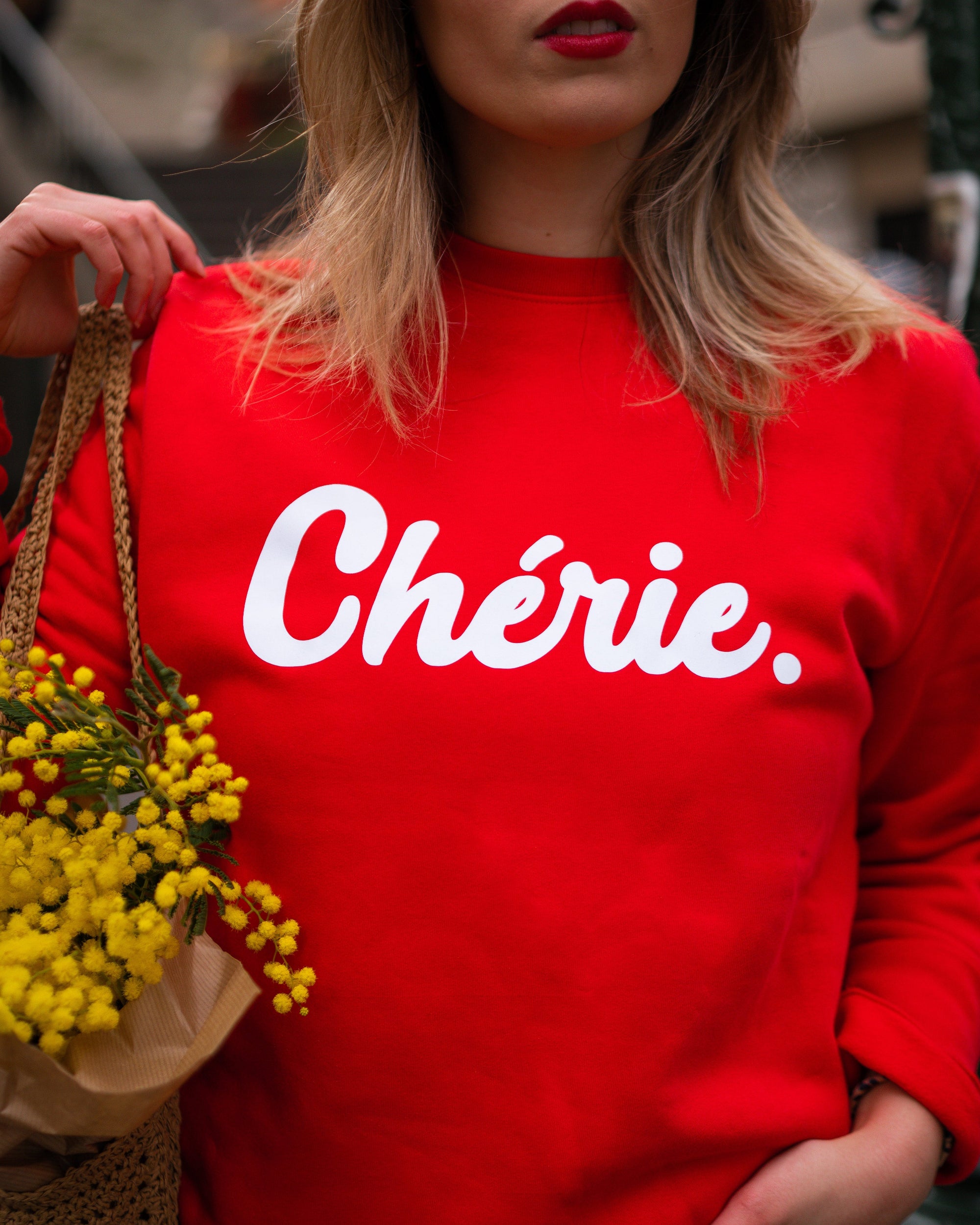 Chérie Sweatshirt rot / weiß