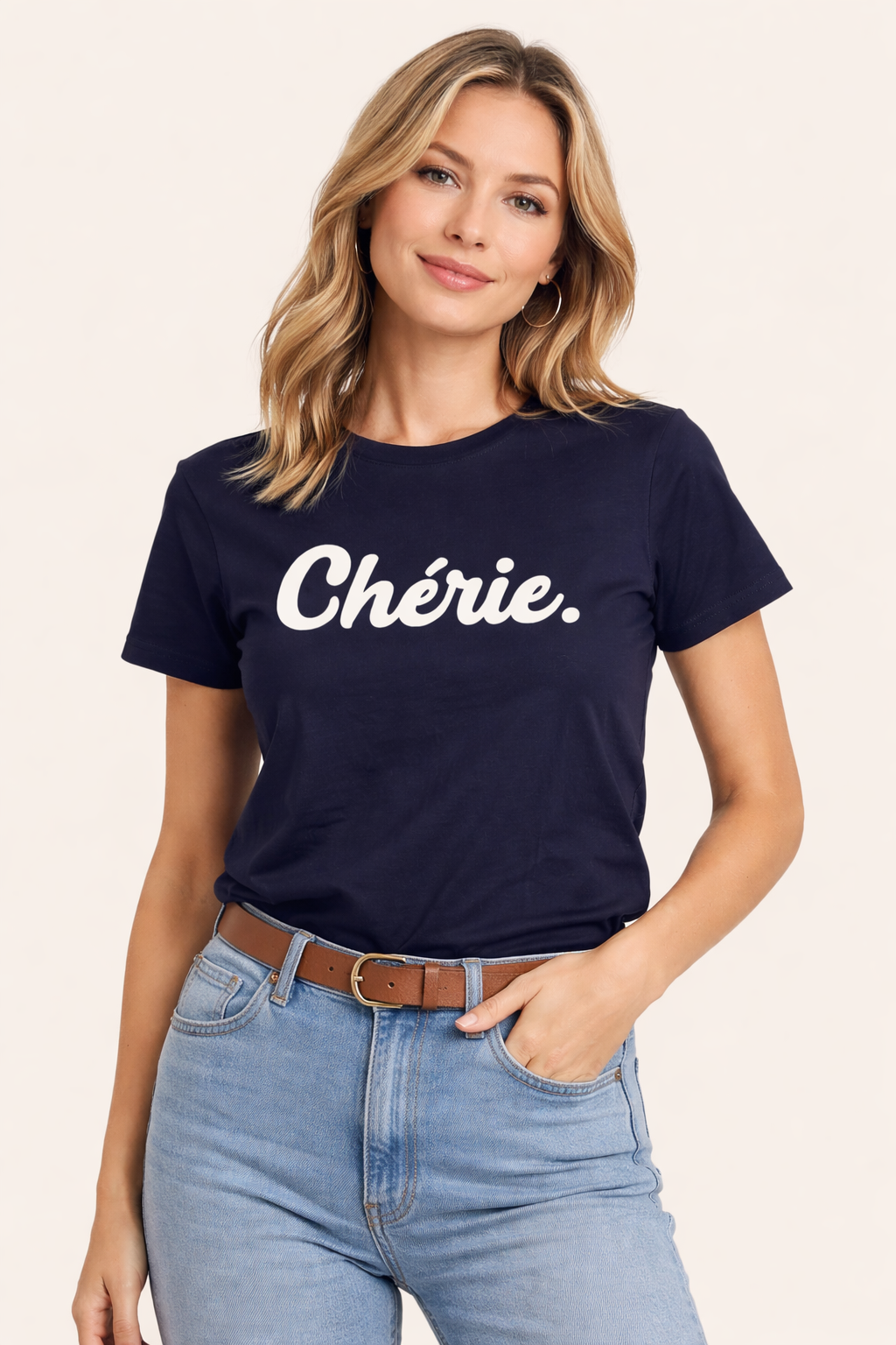 Chérie T‑Shirt dunkelblau / weiß