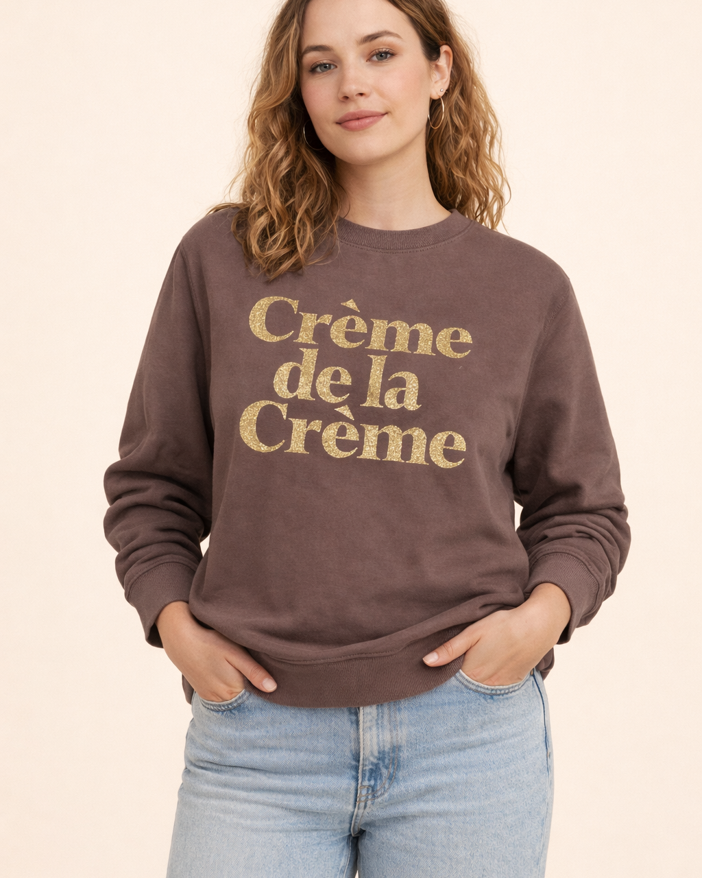 Crème de la Crème Pullover braun / goldglitzer