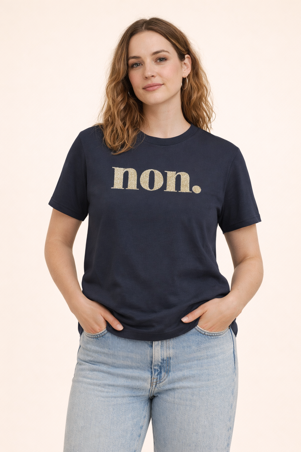 non. T-Shirt – anthrazit / goldglitzer