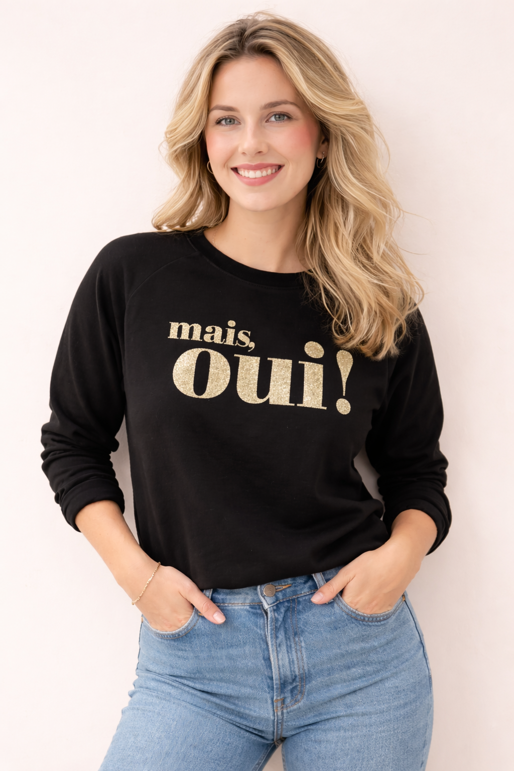 Mais Oui! Sweatshirt – schwarz / glitzer