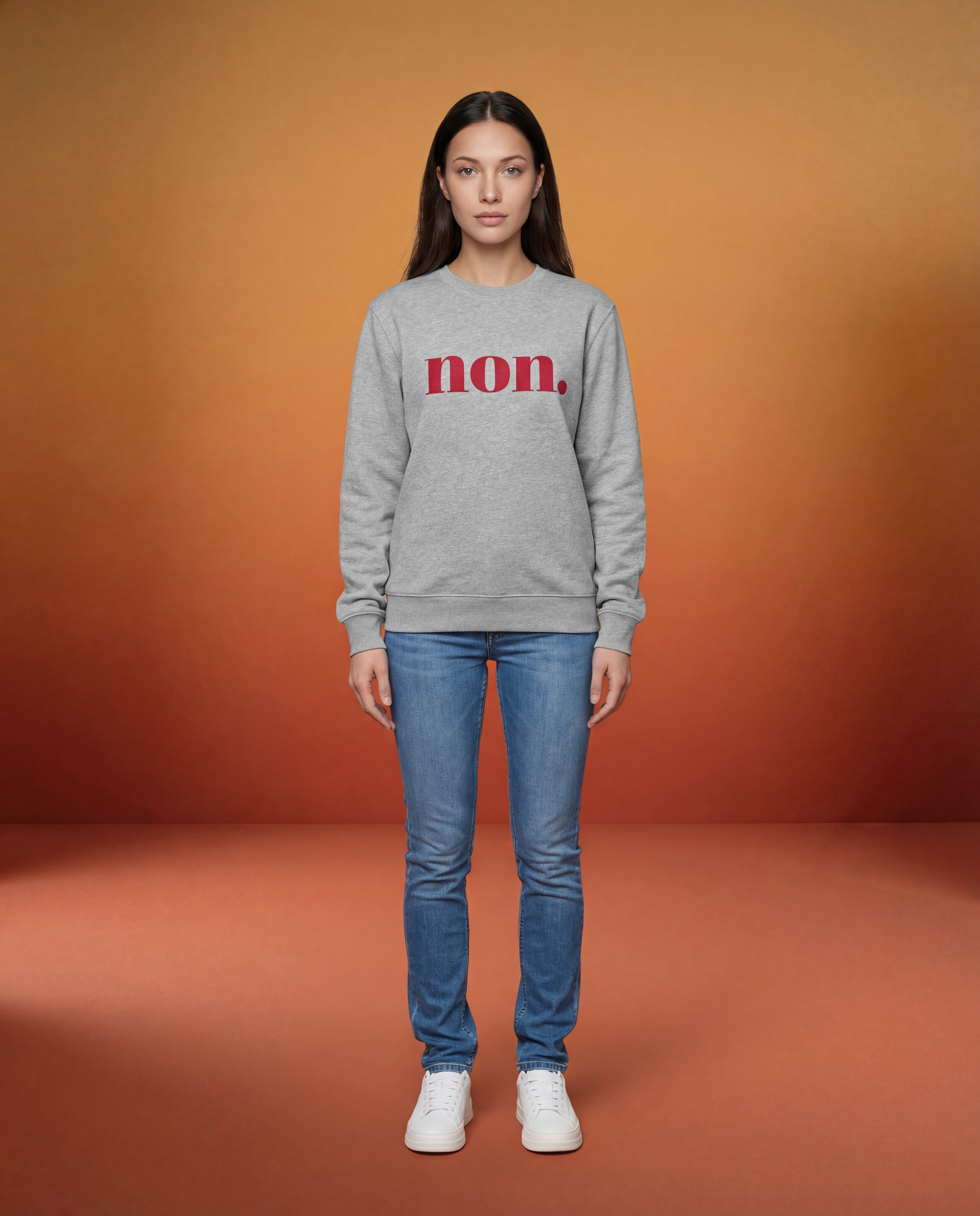non. Sweatshirt grau / rot