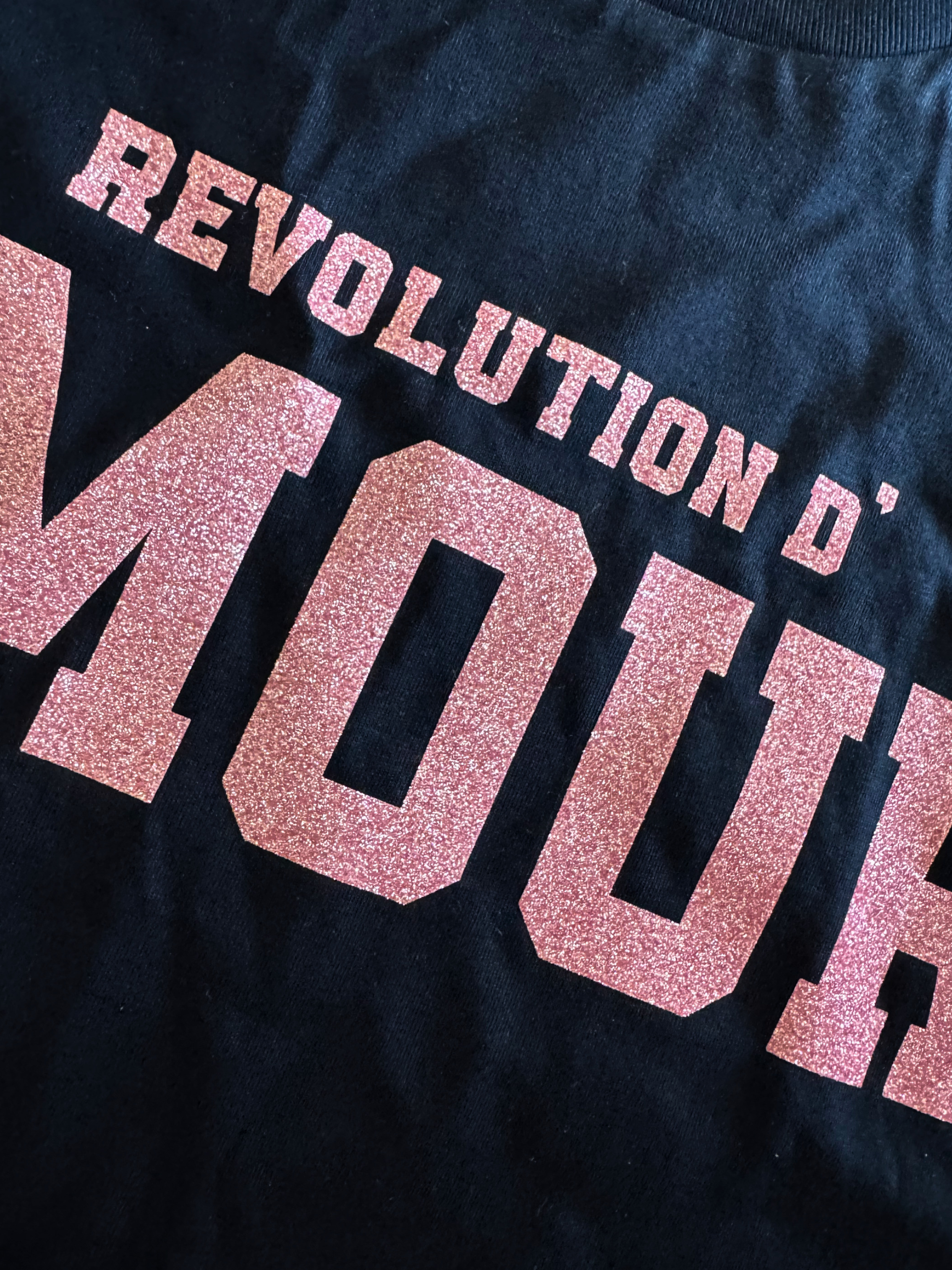 Revolution d'amour T-Shirt dunkelblau / rosa Glitzer