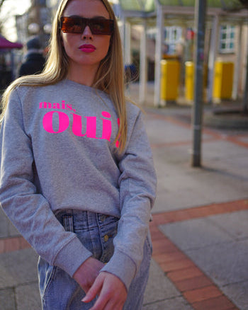 Mais Oui! Sweatshirt – grau / neonpink