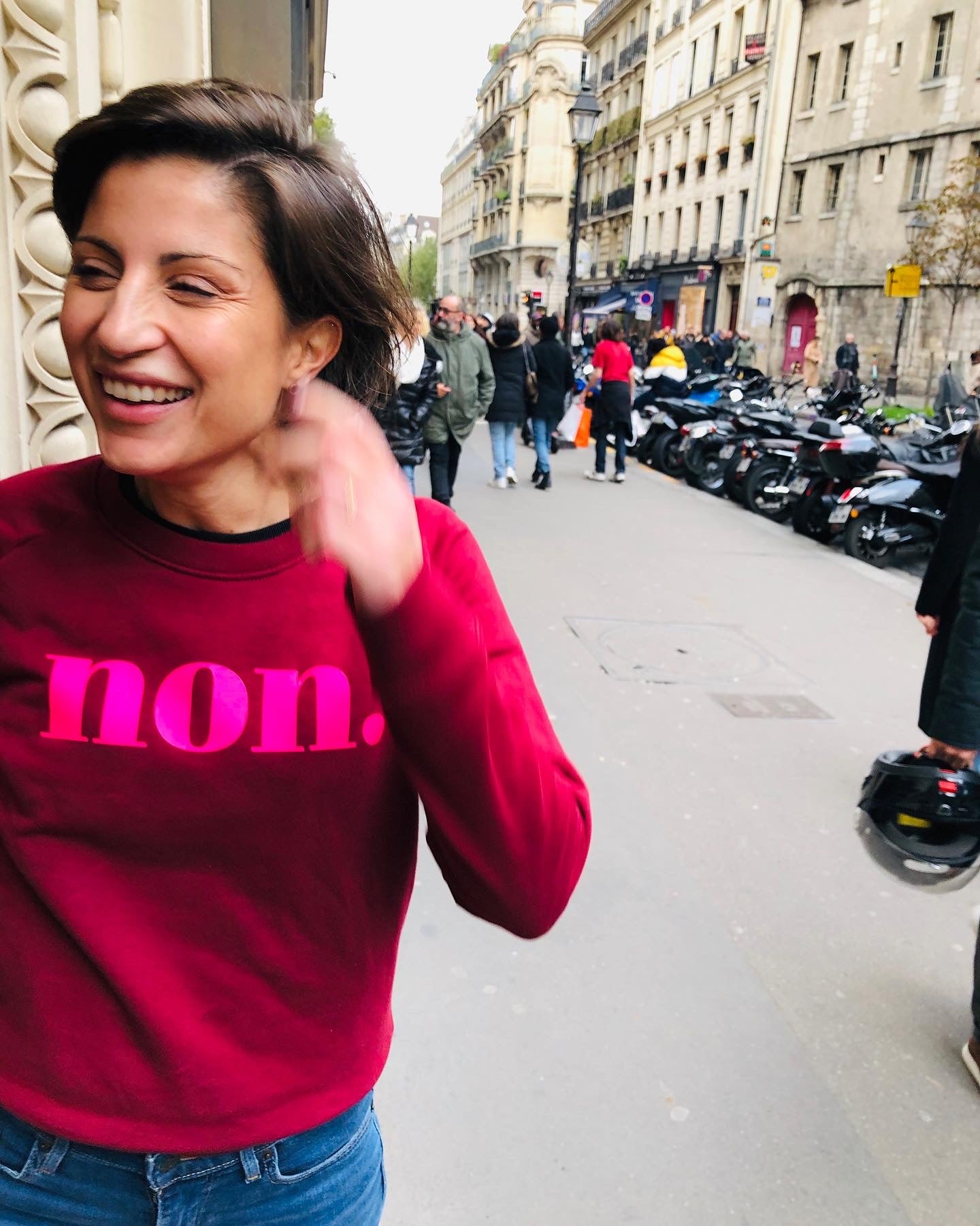 non. Sweatshirt Bordeaux / Neonpink