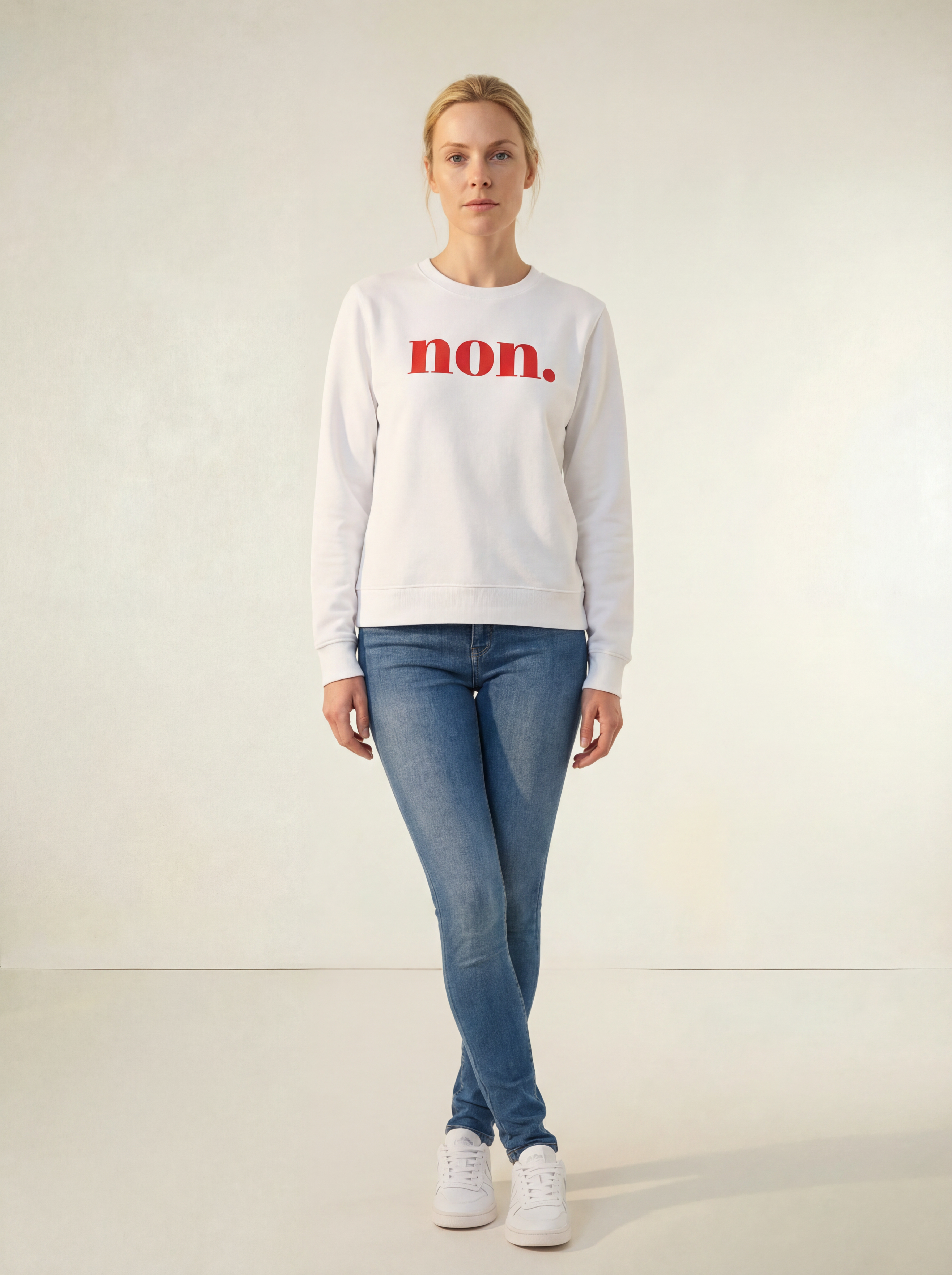 non. Sweatshirt weiß / rot
